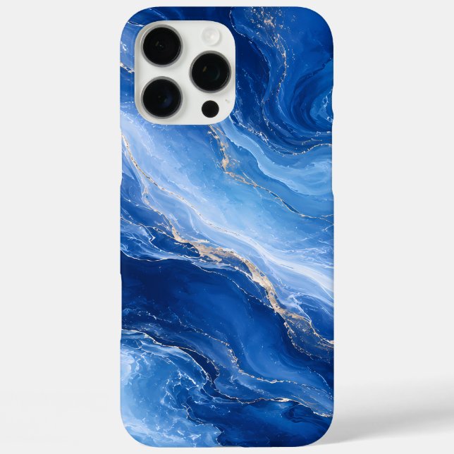 Coques Case-Mate iPhone Vagues de marbre bleu Luxe Abstrait (Verso)