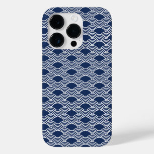 Coque Pour iPhone 14 Pro vagues de mer bleues abstraites dans le style chin