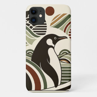 Case-Mate iPhone Case Vagues De Pingouin De Maroon Vert Crème Olive Art