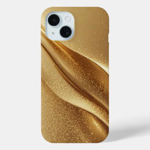 Coque Pour iPhone 15 Vagues dorées abstraites avec paillettes scintilla