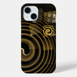 Coque Pour iPhone 15 Vagues dorées hypnotiques Art abstrait moderne