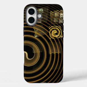 Coques iPhone 16 Plus Vagues dorées hypnotiques Art abstrait moderne