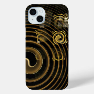Coque iPhone 15 Mini Vagues dorées hypnotiques Art abstrait moderne