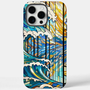 Coques iPhone 16 Pro Max Vagues et rayons du soleil Art en verre
