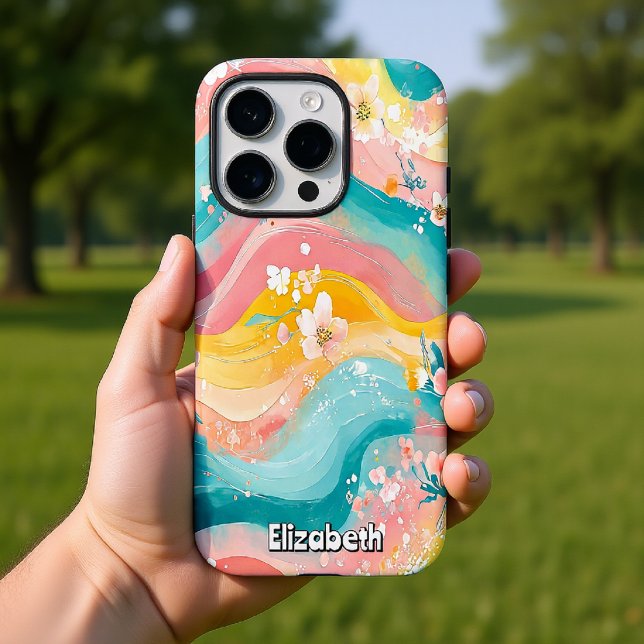 Coques Case-Mate iPhone Vagues florales Pastel (Créateur téléchargé)