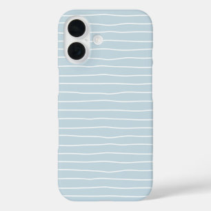 Coque Pour iPhone 16 Vagues géométriques linéaires de l'océan bleu past