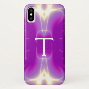 Coque iPhone X VAGUES LUMINEUSES MONOGRAM violet violet rose