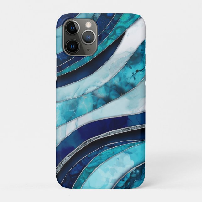 Coques Case-Mate iPhone Vagues - Mixte Media Blue Abstrait (Dos)
