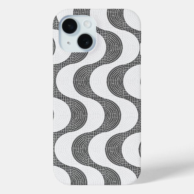 Coques Case-Mate iPhone vagues noires et blanches en pavé portugais (Verso)