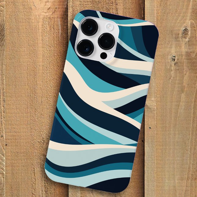 Coques Case-Mate iPhone Vagues océaniques Abstraites Motif minimal bleu cy (Créateur téléchargé)