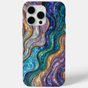 Coque iPhone 15 Pro Max Vagues ondulées colorées en Abalone