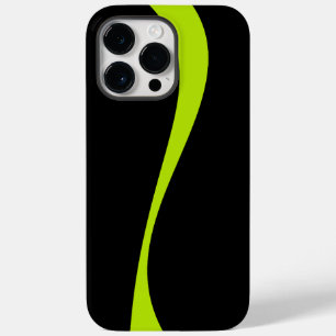 Coque Pour Pour iPhone 14 Pro Max Vagues simples 2 en vert citron et noir