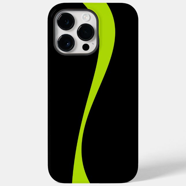 Coques Case-Mate iPhone Vagues simples 2 en vert citron et noir (Verso)