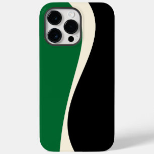 Coque Pour Pour iPhone 14 Pro Max Vagues simples 2 en vert, crème et noir
