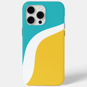 Coque iPhone 15 Pro Max Vagues simples 3 - Turquoise et Jaune