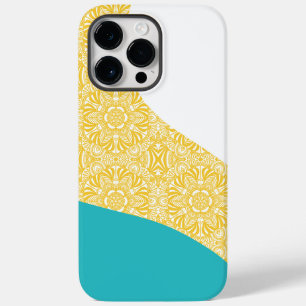 Coque Pour Pour iPhone 14 Pro Max Vagues simples - Motif floral Turquoise et Jaune