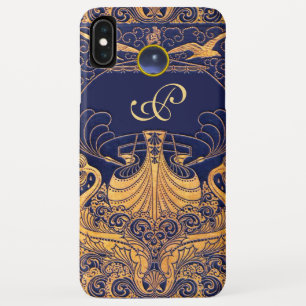 Case-Mate iPhone Case Vaisseau antique, Dauphins, Or, Monogramme bleu ma