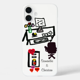Coques iPhone 16 Plus Valentine Love Hearts Nom du bureau