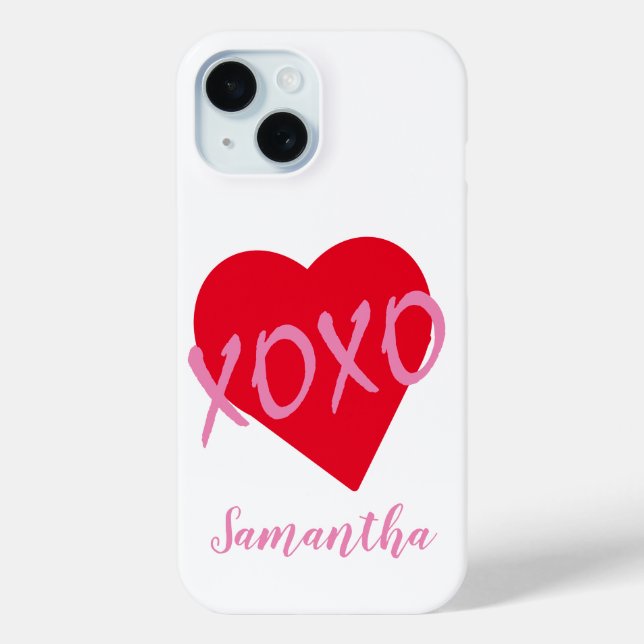 Coques Case-Mate iPhone Valentine Red Heart Rose XOXO Simple mignonne (Verso)