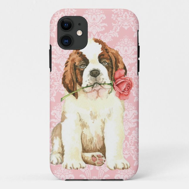 Coques Case-Mate iPhone Valentine St Bernard rose (Dos)