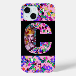 COQUE POUR iPhone 15 VALENTINE VENETIAN MASQUERADE MONOGRAMME LETTRE C