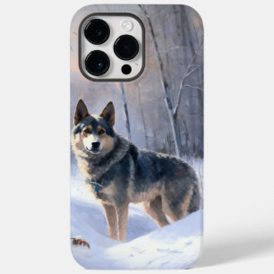 Coque Pour Pour iPhone 14 Pro Max Vallhund Suédois Qu'il neige Noël