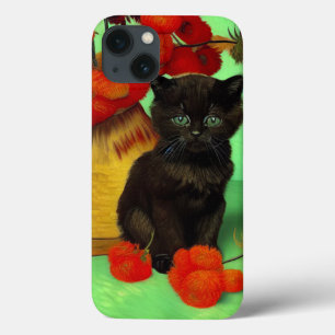 Case-Mate iPhone Case Van Gogh Black Kitten Fleurs rouges
