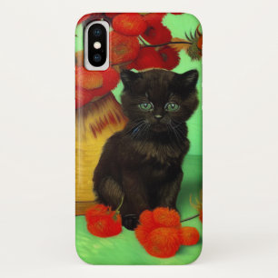 Case-Mate iPhone Case Van Gogh Black Kitten Fleurs rouges