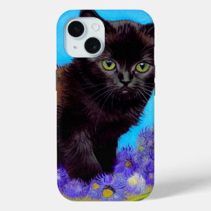 Coque Pour iPhone 15 Van Gogh Chat et fleurs