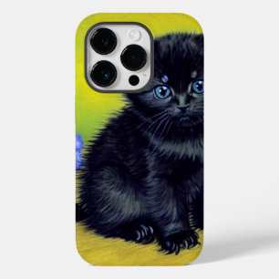 Coque Pour iPhone 14 Pro Van Gogh Chat noir Fleurs violettes