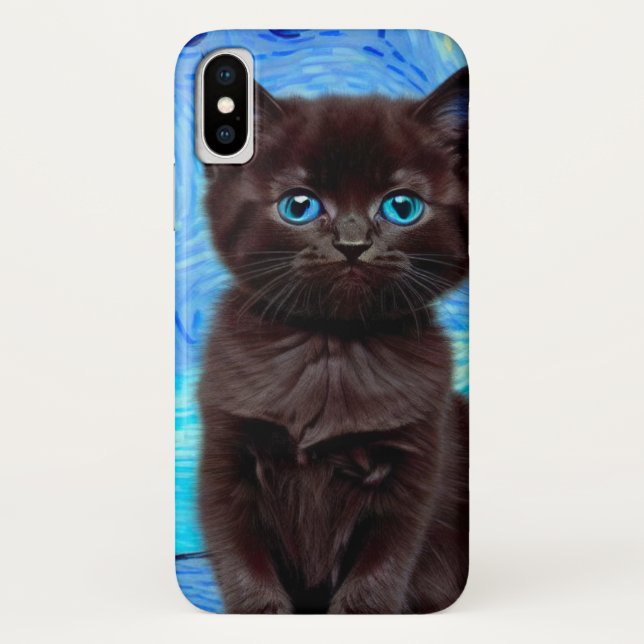 Coques Case-Mate iPhone Van Gogh Starry Night Black Cat (Dos)