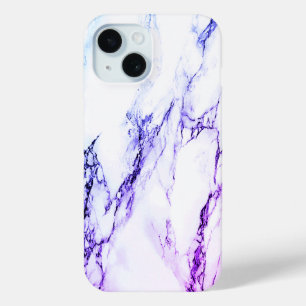 Coque Pour iPhone 15 Variété de Marbres aux Veines Violettes et Bleuâtr
