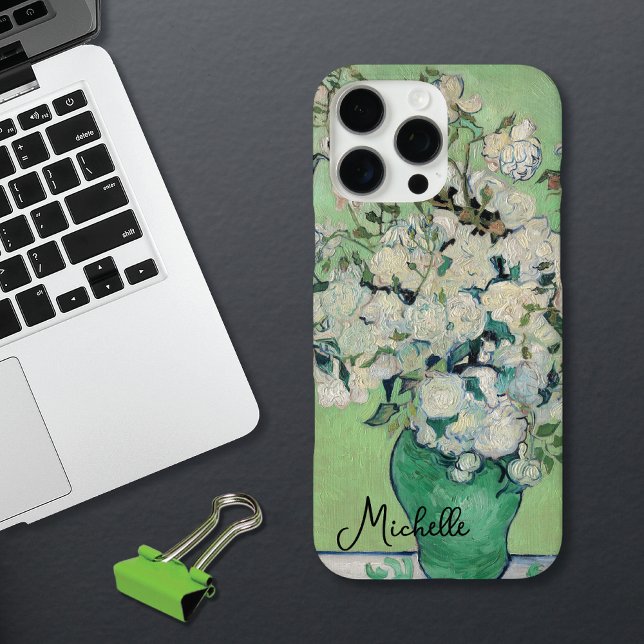 Coques Case-Mate iPhone Vase avec Rose Monogram Van Gogh (Créateur téléchargé)