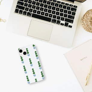 Coque Pour iPhone 14 Vase d'aquarelle bleue preppy topiary