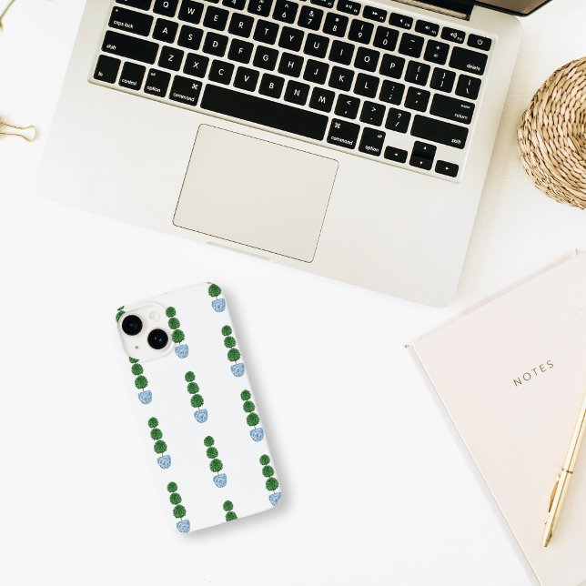 Coques Case-Mate iPhone Vase d'aquarelle bleue preppy topiary (Créateur téléchargé)