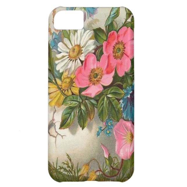 Coques Case-Mate iPhone Vase de fleurs roses, blanches et bleues (Dos)