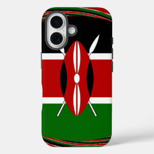 Coque Pour iPhone 16 Vecteur Drapeau Dynamique Kenyan : Un Design Énerg