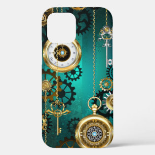 Case-Mate iPhone Case Veille bijoux Steampunk sur un Arrière - plan vert