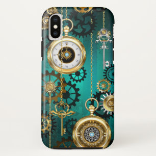 Case-Mate iPhone Case Veille bijoux Steampunk sur un Arrière - plan vert