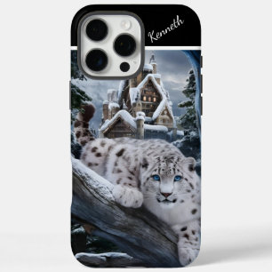 Coques iPhone 16 Pro Max Veille hivernale du léopard des neiges
