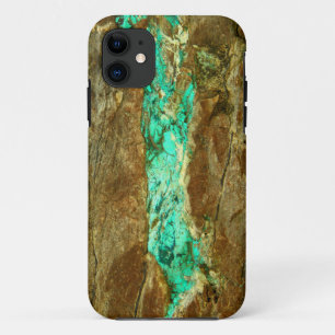 Etui iPhone Case-Mate Veine turquoise naturelle en pierre brune rugueuse
