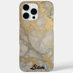 Coques iPhone 16 Pro Max Veines d'or en marbre gris