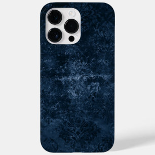 Coque Pour Pour iPhone 14 Pro Max Velvety Navy Damask   Bleu foncé Grunge Baroque