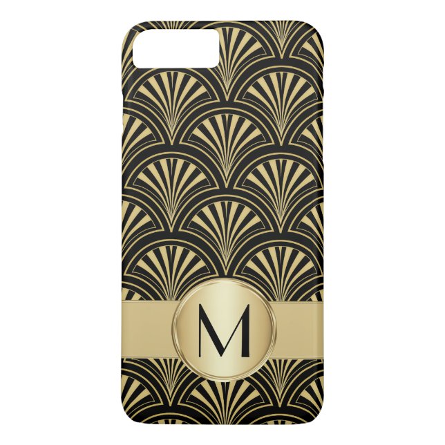 Coques Case-Mate iPhone Ventilateurs noir et or déco Posh Monogramme (Dos)