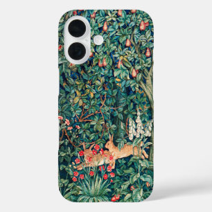 Coque Pour iPhone 16 VERDURE, Hares d'ANIMAUX FORESTIERS, Vert Floral