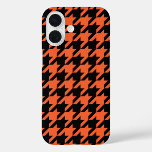 Coque Pour iPhone 16 Vérification de la base de fonds noir orange