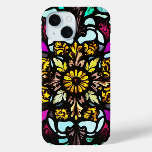 Coque Pour iPhone 15 Verre coloré Mandala Art Elégance