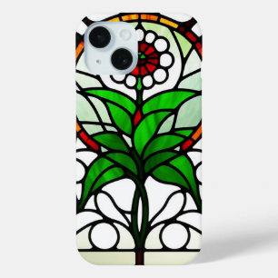 Coque Pour iPhone 15 Verre coloré représentant une fleur