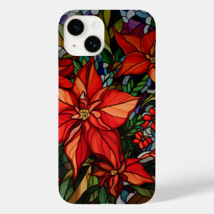 Coque Pour iPhone 14 Verre coloré Style Poinsettias & Holly