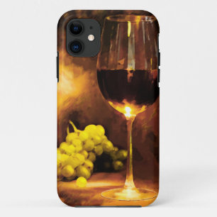 Coques Pour iPhone Verre de vin et de raisins verts dans la lueur